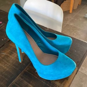 Teal platform heels